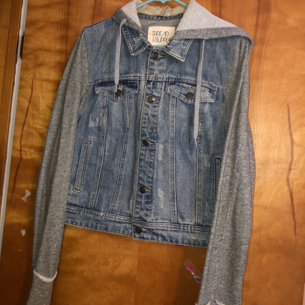 Denim sweatshirt jacket